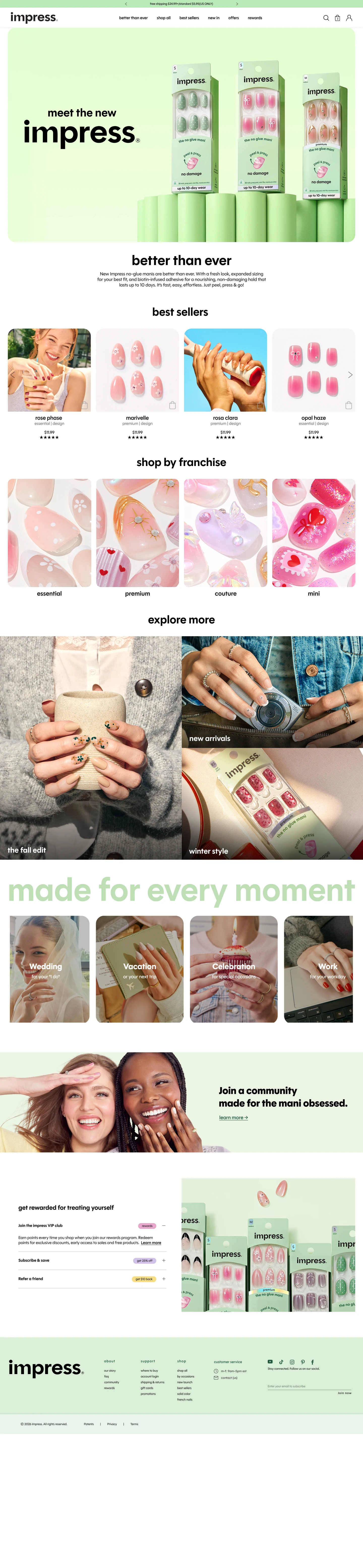 Redesigned Impress homepage: green brand palette, new packaging and Meet the new Impress hero