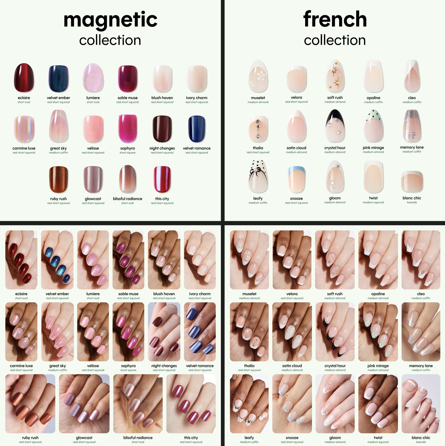 Refreshed magnetic & French collection thumbnails